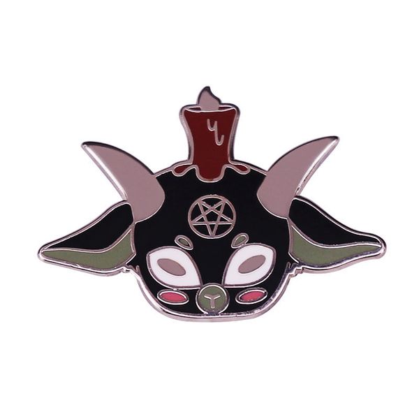 

cute satan goat brooch mysterious five-pointed star candle badge pin, Blue