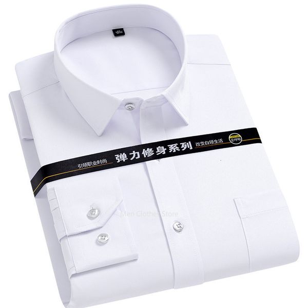

mens casual shirts mens strech solid dress shirt antiwrinkle long sleeve plain casual shirts male regular fit noniron easy care work clothes, White;black