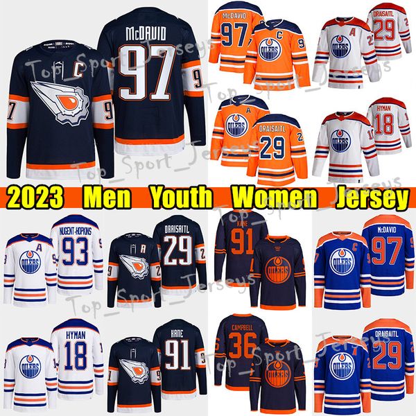 

#97 connor mcdavid reverse retro hockey jersey #29 leon draisaitl oilers#99 wayne gretzky evander kane ryan nugent-hopkins zach hyman stuart, Black;red