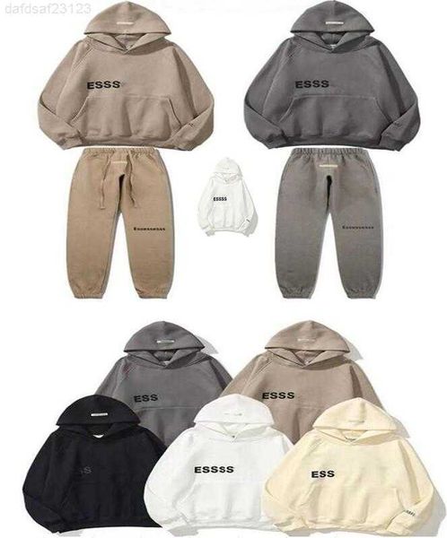 

56j2 ess designer warm hooded hoodies correct edition essential hoody men women fear letter of god streetwear pullover sweatshirts ss22, Black