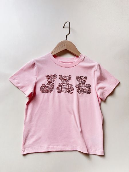 

kid t shirt kids tshirts luxury baby clothers girls boys shirt with bears 2023 summer chrldren short-sleeve 100% cotton with tag 90-160, Blue