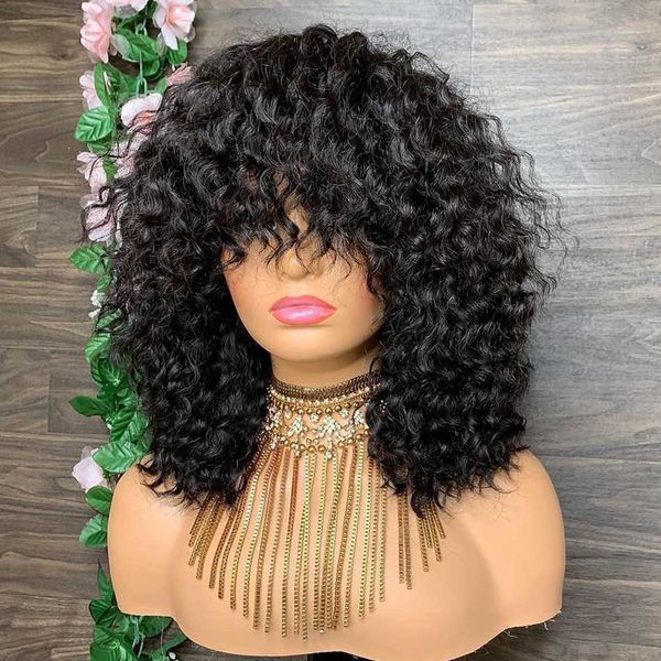 

lace wigs kinky curly for women 150% density frontal deep wave front human hair black remy 230106, Black;brown