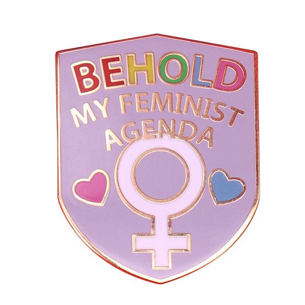 

behold my feminist agenda brooch cute anime movies games hard enamel pins collect metal cartoon brooch, Blue