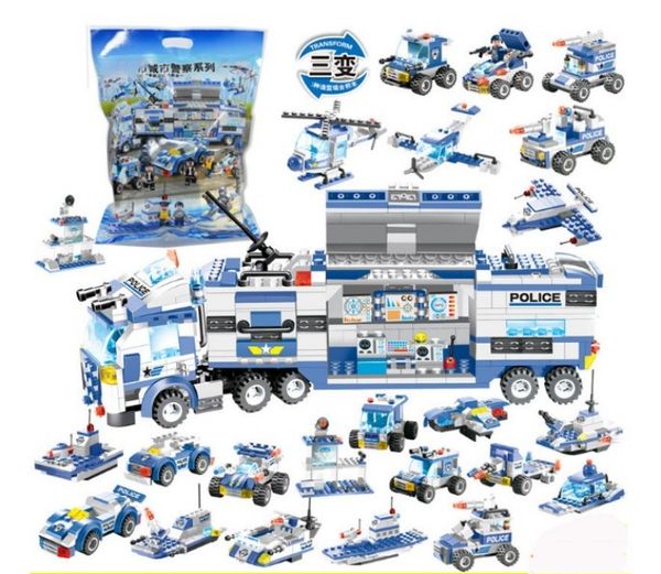 

lepin sets block kits swat military model bricks toys mini robot command vehicle city police station building blocks car headquarters trucks