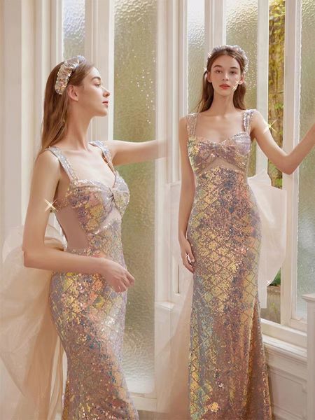 

evening dress new deep v neck long sleeves sequins mermaid long evening dresses beaded sheer mesh split backless formal party prom dresses r, Black;red