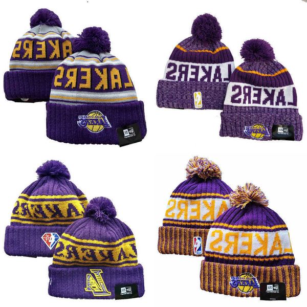 

snapbacks mens los angeles''lakers''womens youth bean cap hat pom cuffed knit hat basketball, Black;white
