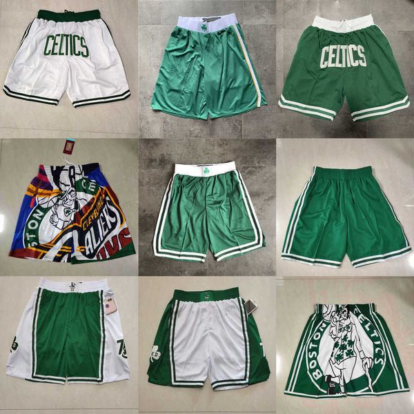 

boston''celtics''men throwback basketball shorts pocket red white, Black