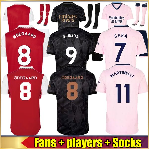 

saka soccer jerseys g. jesus odegaard fans player version 22 23 gunners martinelli smith rowe thomas nketiah tierney 2022 2023 football shir, Black;yellow