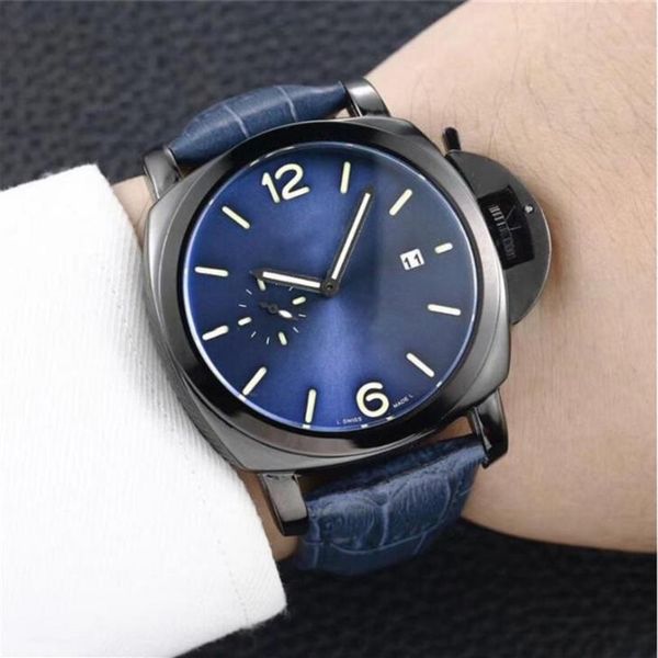 

watch men automatic 45mm silicone all dials work satch mens leather waterproof quartz movement chrono clock322c, Slivery;brown