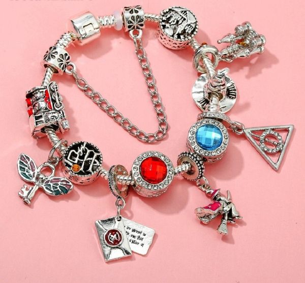 

925 sterling silver snake chain clasp bracelet harry castle european charm beads air balloon dangle fits pandora charm bracelets necklace, Golden;silver