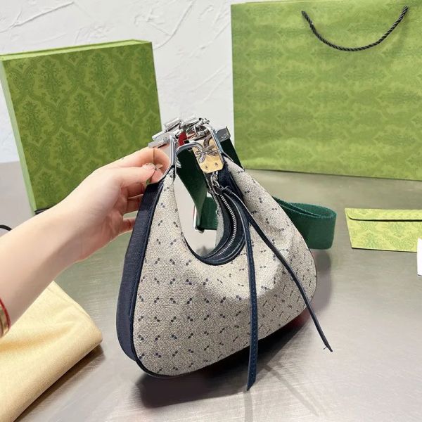 

new crescent bag retro crossbody half moon bags women handbags shoulder croissant bags clutch purse old flower canvas genuine leather adjust
