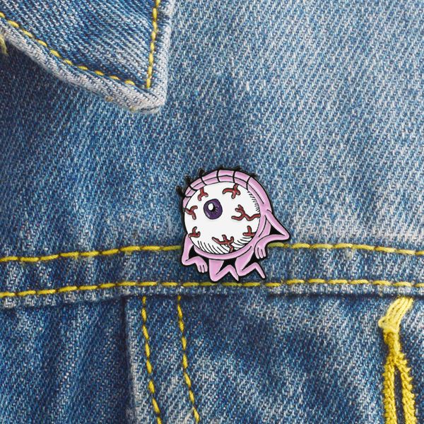 

bloodseyeball horror cartoon brooch personality character "eye on you" enamel pin denim t-shirt badge punk creative gifts, Blue