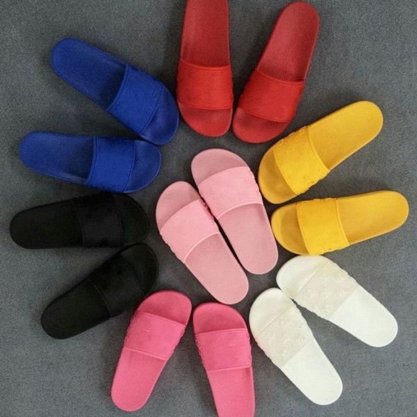 

slippers rubber designer slippers sandals floral brocade women men slipper flat bottoms flip flops womens fashion striped beach slippers, Black