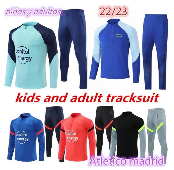 

2021 2022 2023 male and kids madrids tracksuits survetement jacket training suit soccer tracksuits 22 23 atletico tracksuit set men football, Black