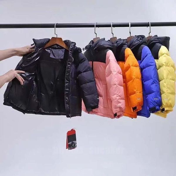 

kids parka jacket down coat boy girl nf& double g jointly name hoodie jackets hood hat removable winter outdoor snow ski outerwear youth 70, Blue;gray