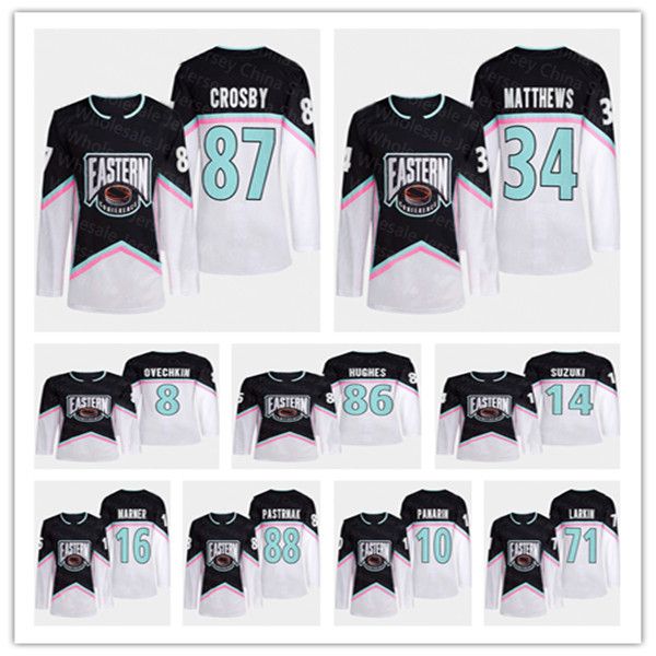 

2023 all star game hockey jersey alex ovechkin nick suzuki jack hughes igor shesterkin dylan larkin sidney crosby artemi panarin andrei vasi, Black;red