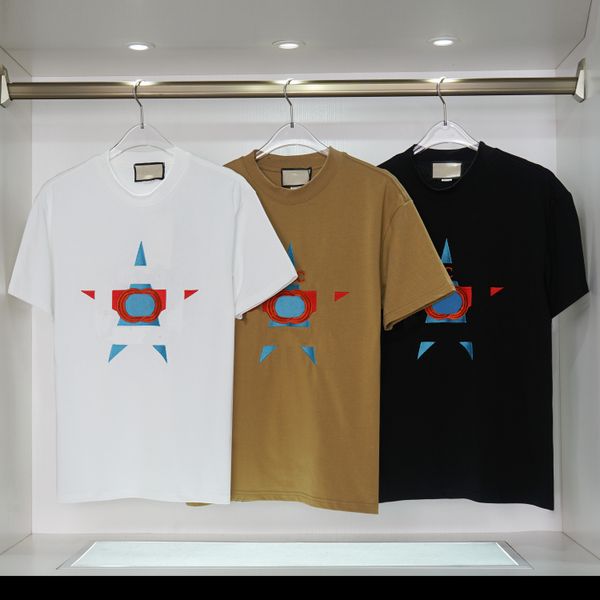 

2023 men designer tee t shirt paris five-point star letter embroidery short sleeve cotton women blue gray white black s-2xl