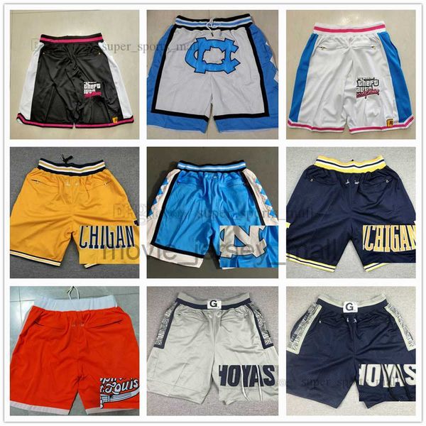 

college basketball shorts movie just men don zipper pockets all team retro sweatpants hip pop fashion pant stitched short purple blue white, Black