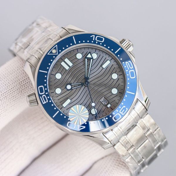 

new style three stitches luxury mens watches 42mm automatic mechanical brand designer clock steel belt men fashion accessories holiday gifts, Slivery;brown