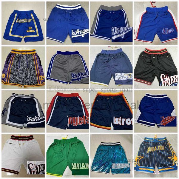 

just don shorts team basketball short wear sport pant with pocket zipper sweatpants hip pop mens stitched blue white black size xs-xxl