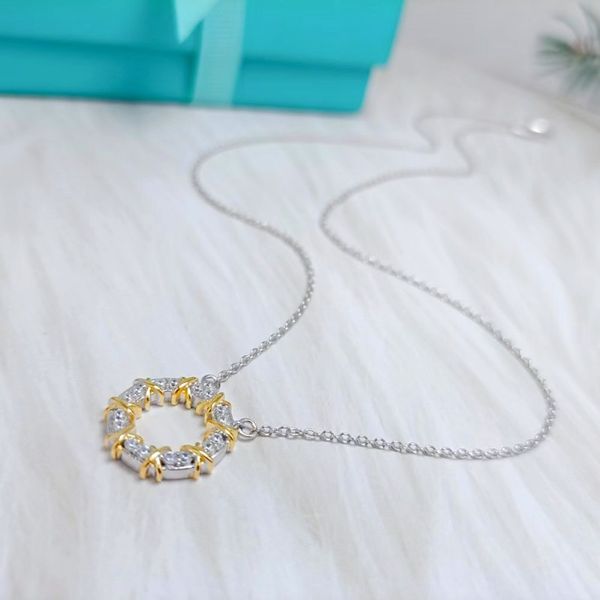 

new fashion s925 silver necklace luxury wreath diamond lady pendant girls holiday jewelry gift factory wholesale and retail