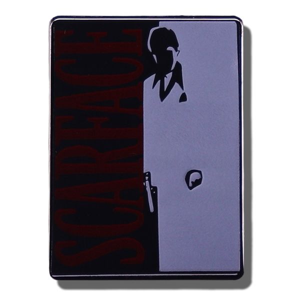 

scareace enamel pin scar face evil star movie poster brooch metal vintage badge cute jewelry accessories decorative pins, Blue