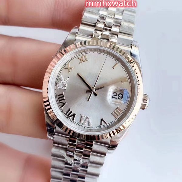 

ew watch has a diameter of 36 mm and a thickness of 11.7 mm with a 3235 movement sapphire glass mirror 904 strap with waterproof features, Slivery;golden