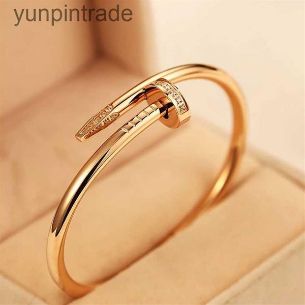 

juste a clou nail bracelet luxury jewelry set auger lovers men and women 16 19 cm gold rose sier259t, Black
