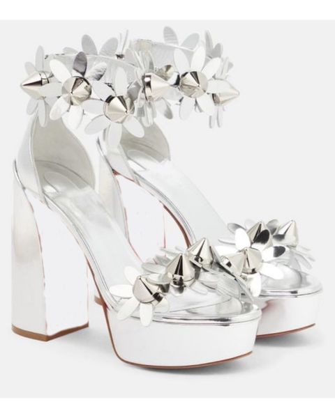 

women's white daisy nail leather sandals fashion women's dress shoes high heels wedding party shoes classic, Black