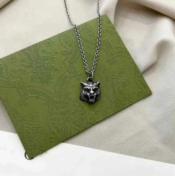 

sterling silver luxury choker necklace designer tiger jewelry cuban chain double letter stainless steel wolf pendants for men hip hop