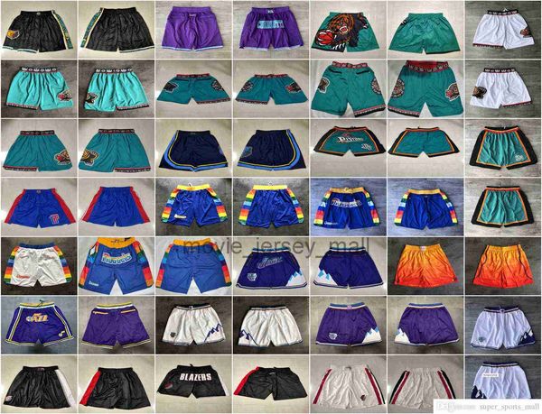 

team basketball shorts just don retro wear sport pant with pocket zipper sweatpants hip pop black purple green white blue orange