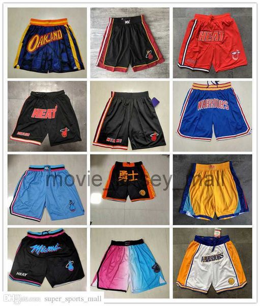 

curry thompson team men miami''heat''men throwback basketball shorts pocket s--xxxl, Black