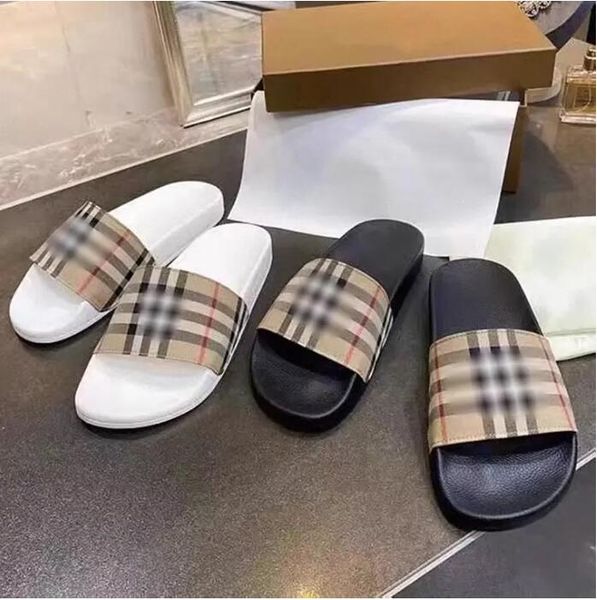 

paris sliders mens womens slippers summer slides london england sandals beach slide ladies flip flops loafers home plaid pattern slipper cha, Black