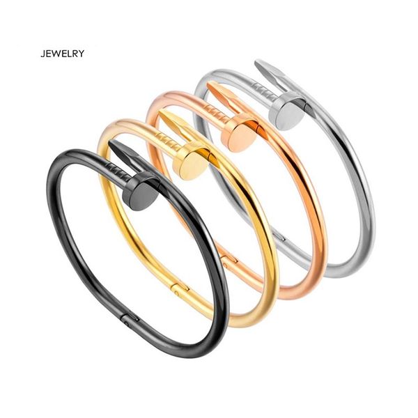 

fashion men gold bracelet bangle jewelry women bracelets 316l stainless steel love gold-plated never fade not allergic nail good g303f, Black