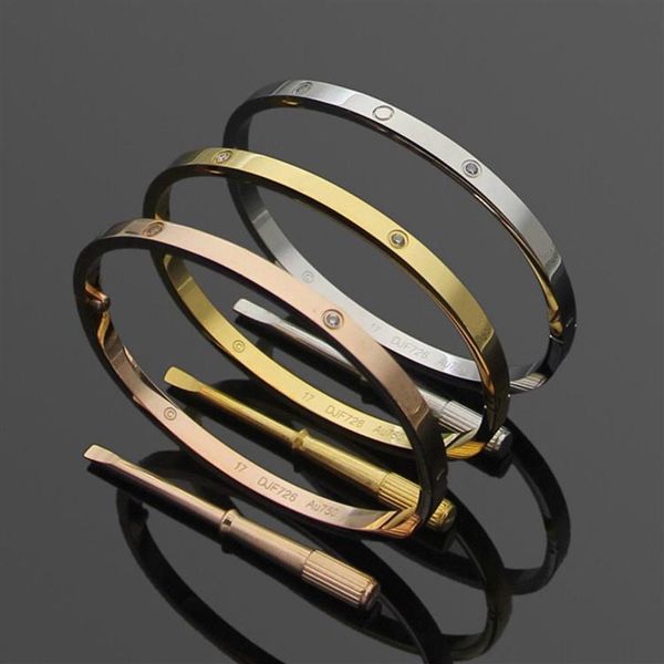 

2021 narrow bracelet love design for women wedding and engagement jewelry gift in three colors plated have correct stamp ps4306259t, Golden;silver
