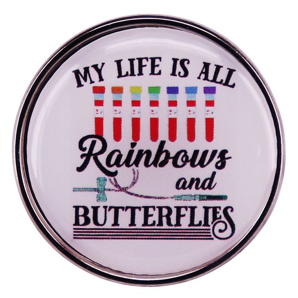 

my life is all rainbows and butterflies enamel pin phlebotomy brooch funny gift badge, Blue
