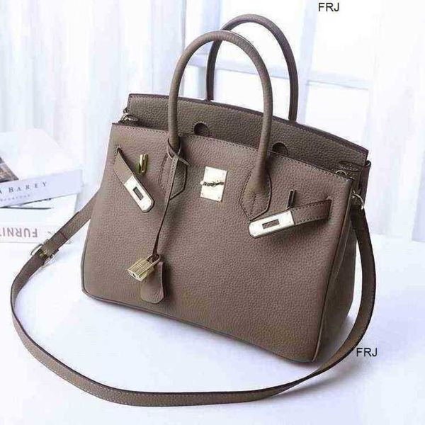 

designer bags birkin handbags herme bag women 2023 new lychee pattern layer cow leather platinum womens single shoulder wom have logo frj