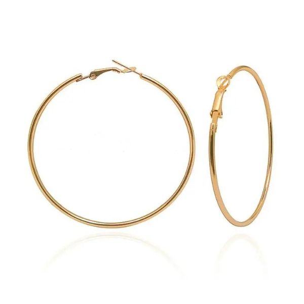 

2mm*5cm hoops surgical stainless steel hypoallergenic cartilage loop earring arete gold plated women thin large hoop earring, Golden;silver