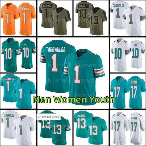 

2023 1 tua tagovailoa 10 tyreek hill football jersey 17 jaylen waddle 13 dan marino xavien howard jaelan phillips mike gesicki jer'&#03, Black;red