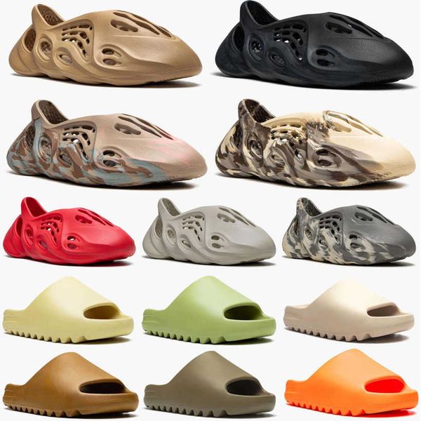 

slides sandal slippers desert sand bone glow green enflame orange ochre resin soot vermillion mineral blue onyx pure sandals size 36-47, Black