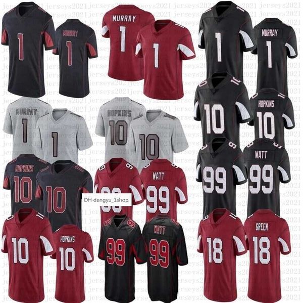 

men women youth 1 kyler murray football jerseys 10 deandre hopkins 99 j.j. watt 18 aj green stitched jersey, Black;red