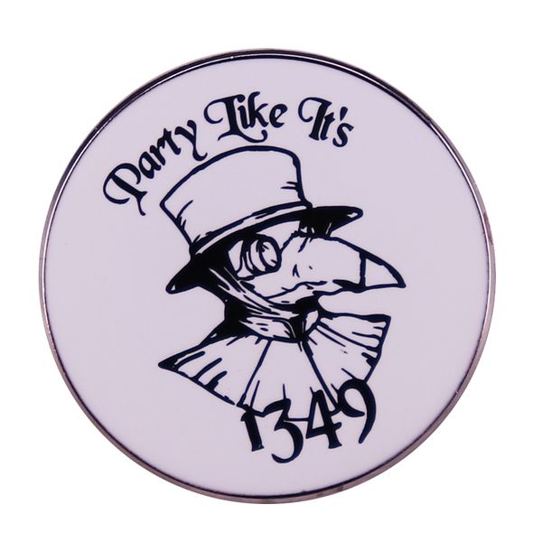 

party like it's 1349 plague doctor pin, Blue