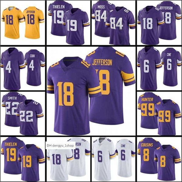 

2023 18 justin jefferson football jersey 4 dalvin cook 19 adam thielen 22 harrison smith 8 kirk cousins 99 danielle hunter randy '&#039, Black;red
