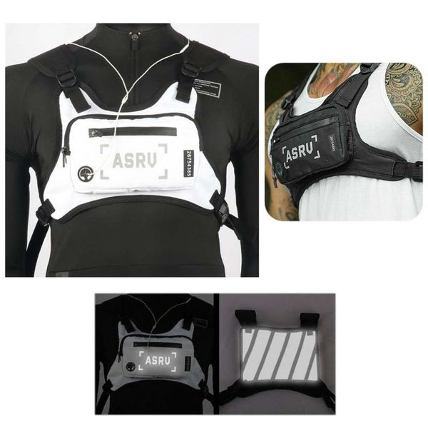 

chest rig bags tactical vest harness front pack pouch holster hip hop streetwear men functional sport outdoor reflective strip wai257u