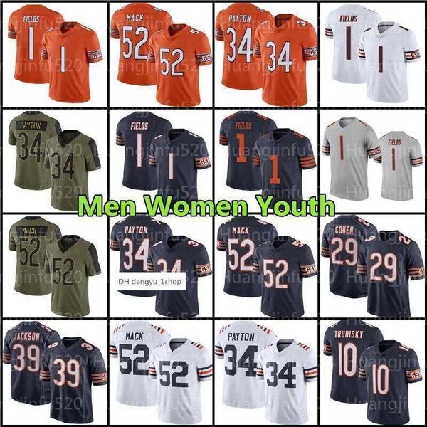 

football jersey 1 justin fields''bears''nfl''29 tarik cohen 52 mack, Black;red