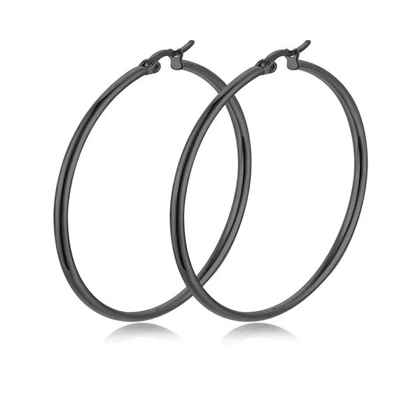 

2mm*7cm gold stainless steel big hoop earrings wholesale large hoop earrings, Golden;silver