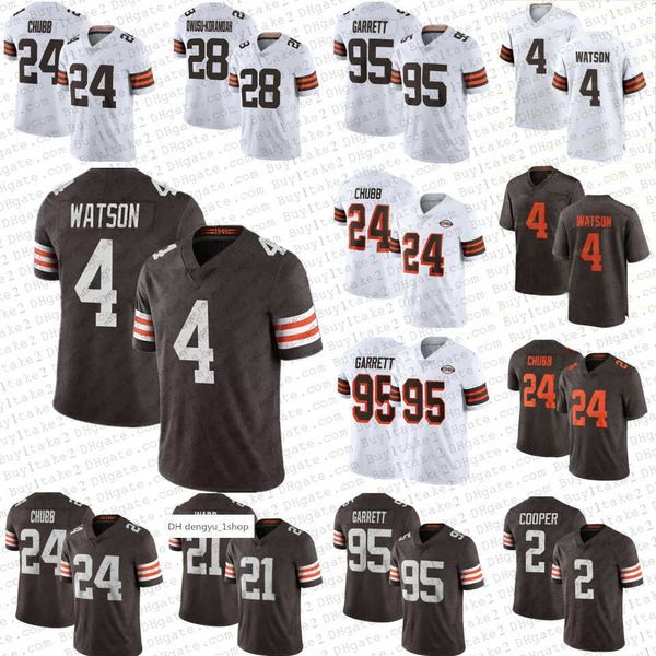 

2023 4 deshaun watson 24 nick chubb mens youth browns''football 2 amari cooper jerseys clevelands 95 myles garrett''nfl&, Black;red