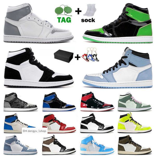 

with box jumpman 1 1s mens womens designer basketball shoes sports sneakers cactus jack high denim high og dark mocha mid carbon air shoe jo, Black