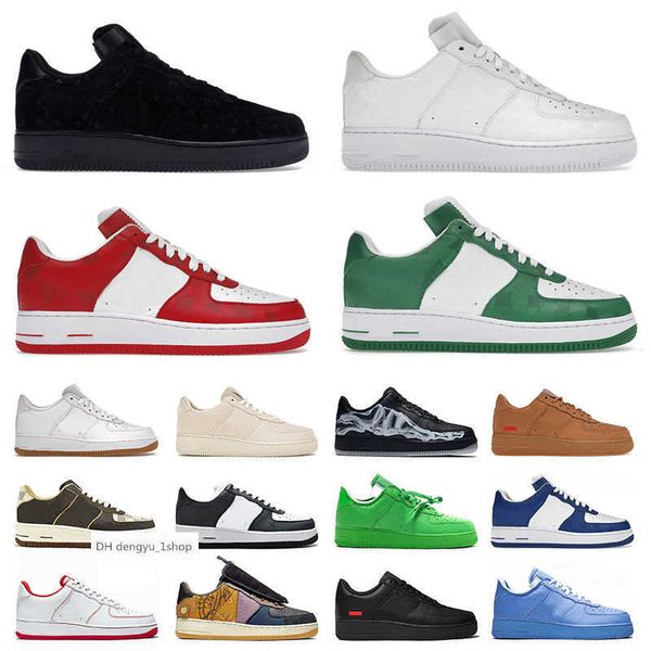 

mens womens designer 1 one low basketball shoes virgil ablohs black brown beige stussys skeleton white green red royal cactus air shoe jorda
