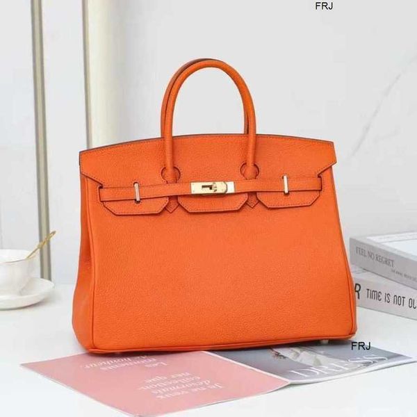 

designer bags birkin handbags herme 2023 spring and summer new 35cm cow leather litchi pattern platinum bag buckle womens hand women have lo